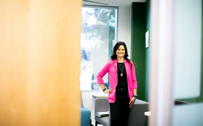 Leticia Oliveira in her San Diego hypnotherapy practice